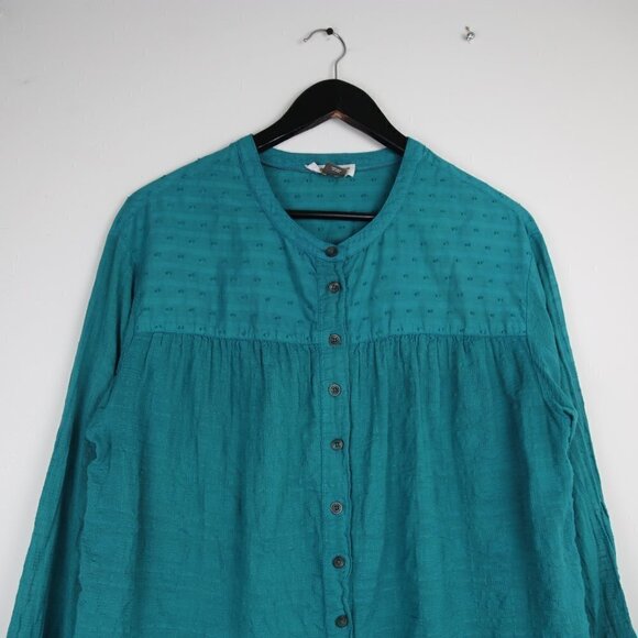 Anthropologie Pilcro and the Letterpress Mila Teal Draped Button Top Size Small - Picture 2 of 8